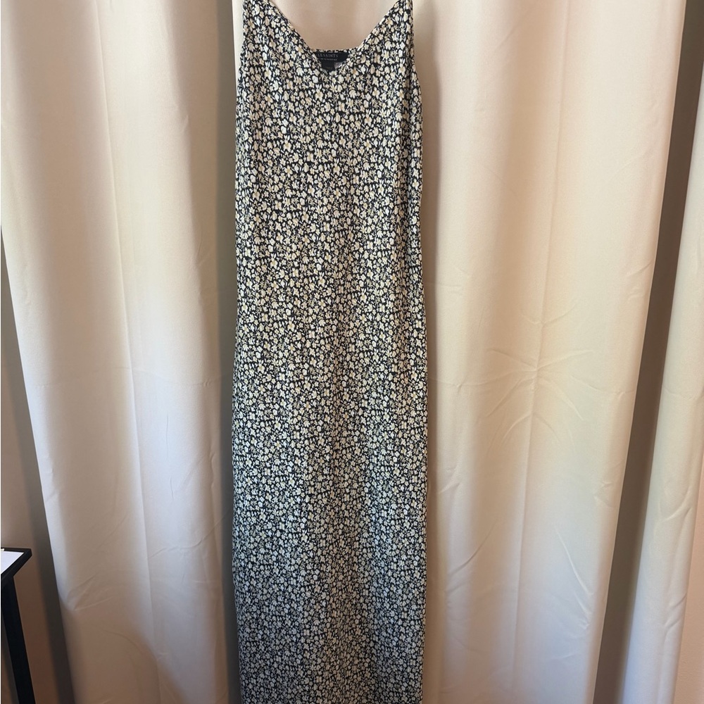 All Saints Black and White Floral Midi Dress